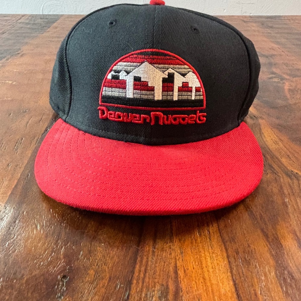 New Era 59FIFTY Denver Nuggets Hardwood Classics Fitted Hat 7 1/4 Black Red Wool